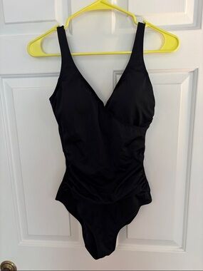 Boden Black One-Piece Swimsuit with V-Neck